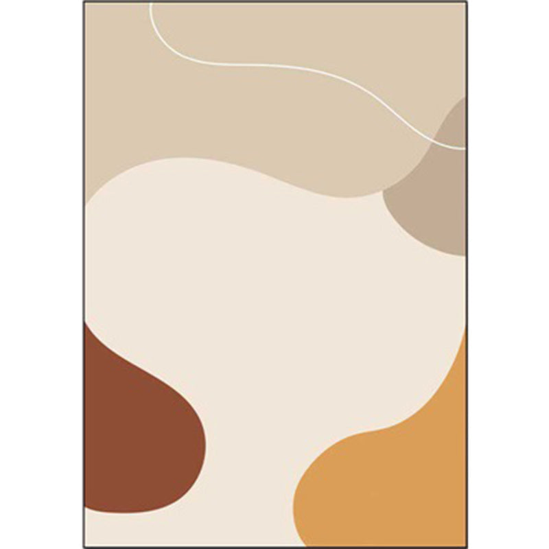 Lisslune | Ivory Bedroom Carpet Novelty Color Block Irregular Shapes Pattern Rug Polyester Non-Slip Back Washable Rug