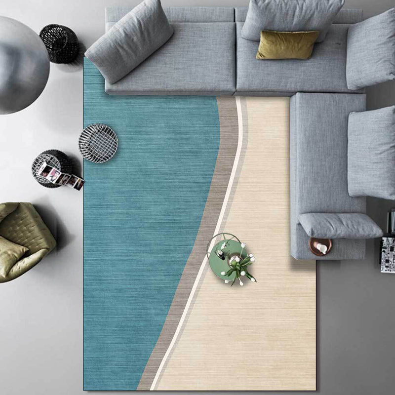 Lisslune | Colorful Round Bedroom Carpet Novelty Color Block Pattern Area Rug Polyester Washable Anti-Slip Carpet