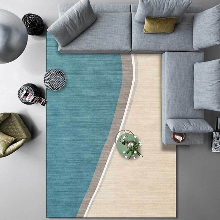 Lisslune | Colorful Round Bedroom Carpet Novelty Color Block Pattern Area Rug Polyester Washable Anti-Slip Carpet