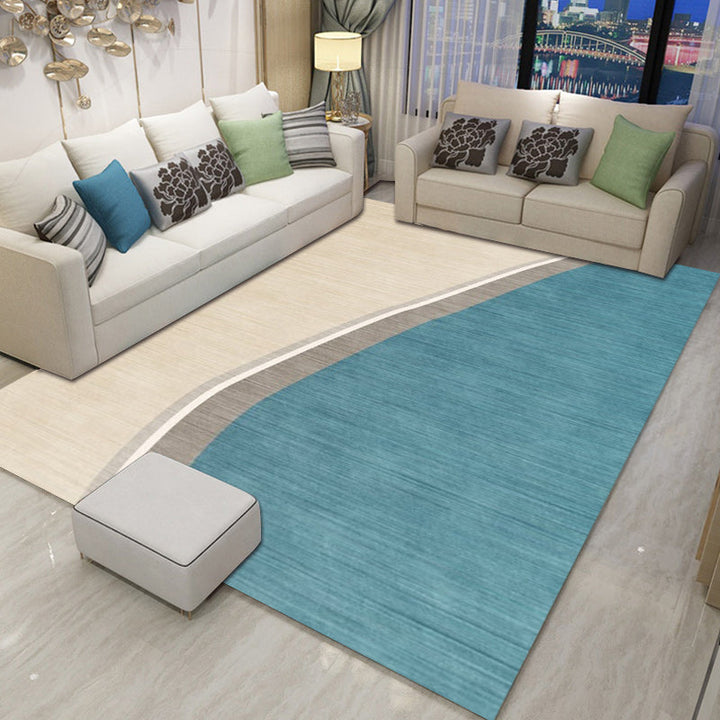 Lisslune | Colorful Round Bedroom Carpet Novelty Color Block Pattern Area Rug Polyester Washable Anti-Slip Carpet
