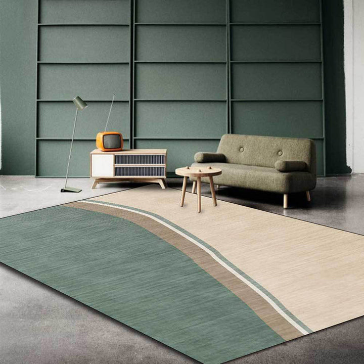 Lisslune | Colorful Round Bedroom Carpet Novelty Color Block Pattern Area Rug Polyester Washable Anti-Slip Carpet