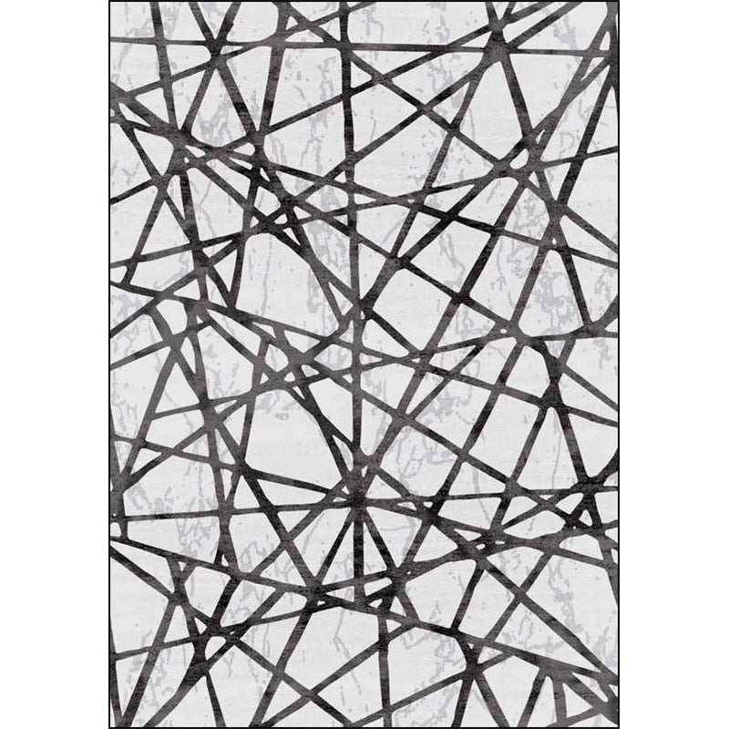 Lisslune | Gray Bedroom Carpet New Geometric Line Pattern Area Rug Polyester Non-Slip Washable Rug