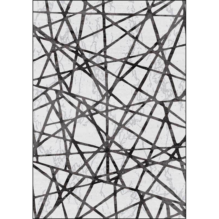 Lisslune | Gray Bedroom Carpet New Geometric Line Pattern Area Rug Polyester Non-Slip Washable Rug