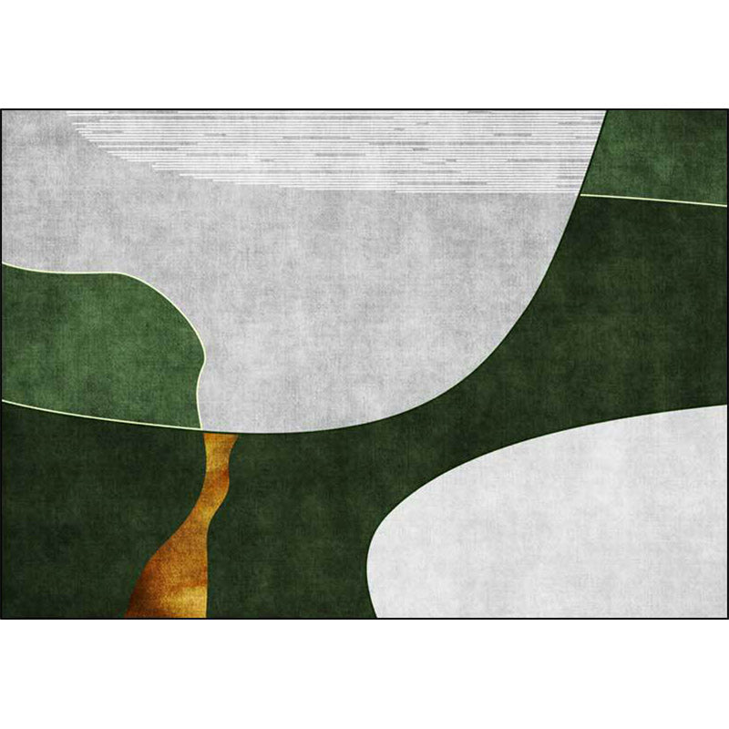 Lisslune | Green and Gray Bedroom Carpet Novelty Color Block Stripe Pattern Area Rug Polyester Stain Resistant Rug