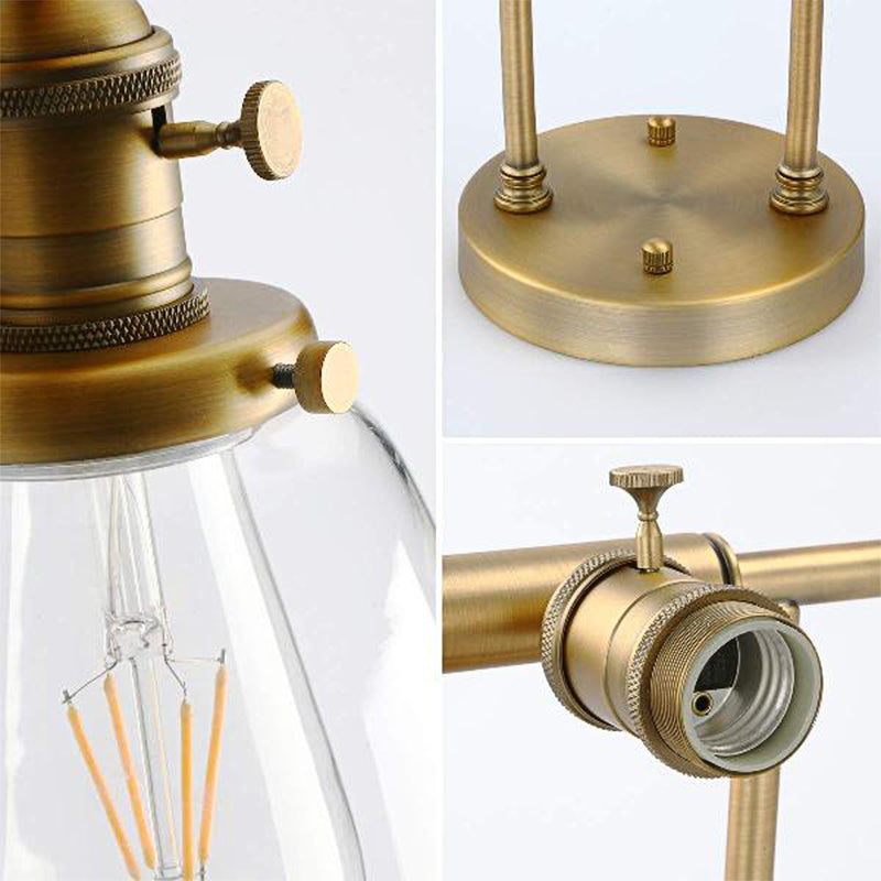 Lisslune | 3-Bulb Cone Wall Mount Light Fixture Industrial Brass Clear Glass Lighting for Restaurant
