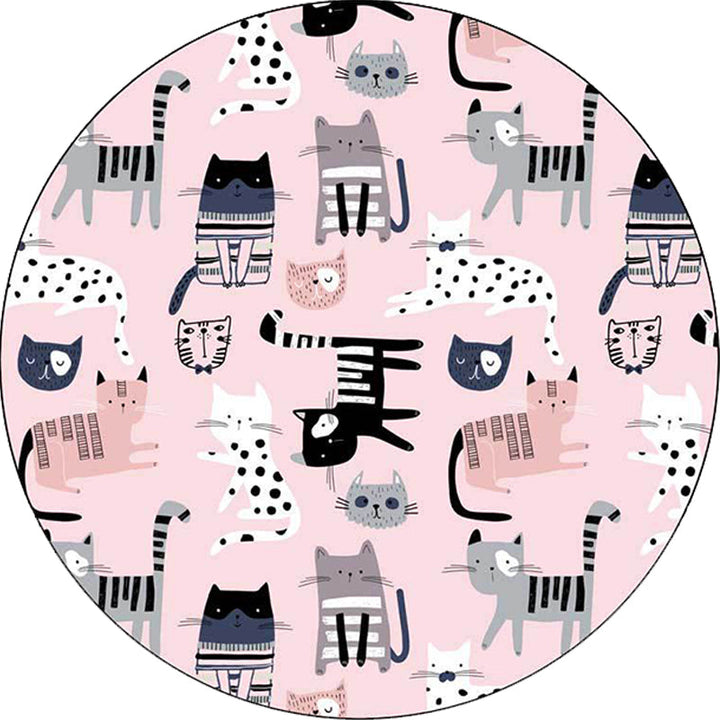 Lisslune | Pink Children's Room Carpet Children Animal Cat Pattern Rug Polyester Non-Slip Washable Carpet