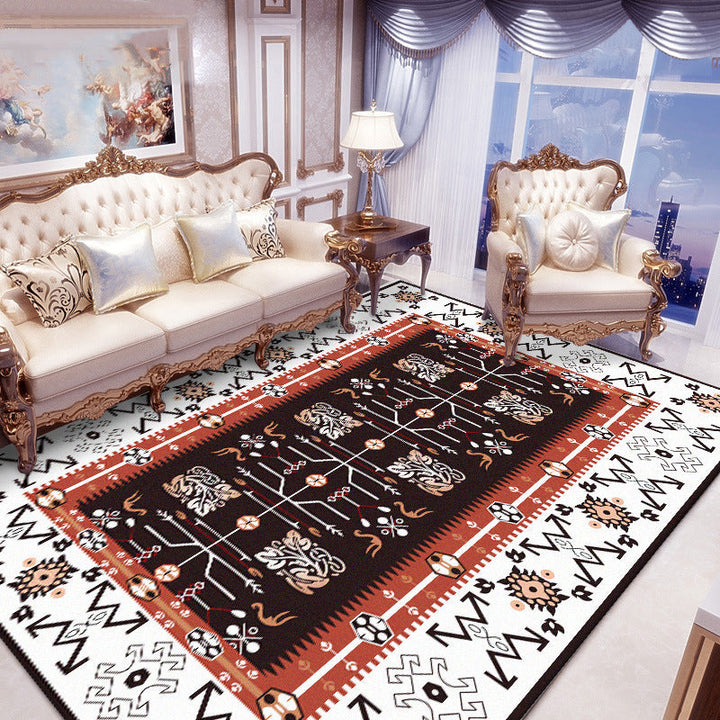 Lisslune | White Bedroom Rug Southwestern Tribal Leaf Pattern Area Rug Polyester Stain Resistant Non-Slip Doormat