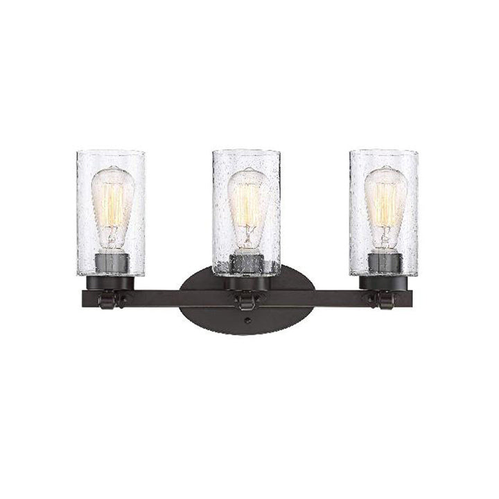 Lisslune | 3-Bulb Seed Glass Wall Light Industry Black Cylinder Dining Room Wall Lamp in Clear