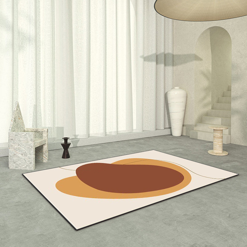 Lisslune | Novelty living room rug in brown block print rug polyester pet friendly non-slip backing rug