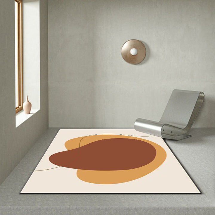 Lisslune | Novelty living room rug in brown block print rug polyester pet friendly non-slip backing rug