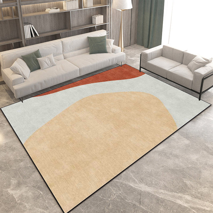 Lisslune | Novelty living room rug in gray and brown color block print rug polyester anti-slip backing rug