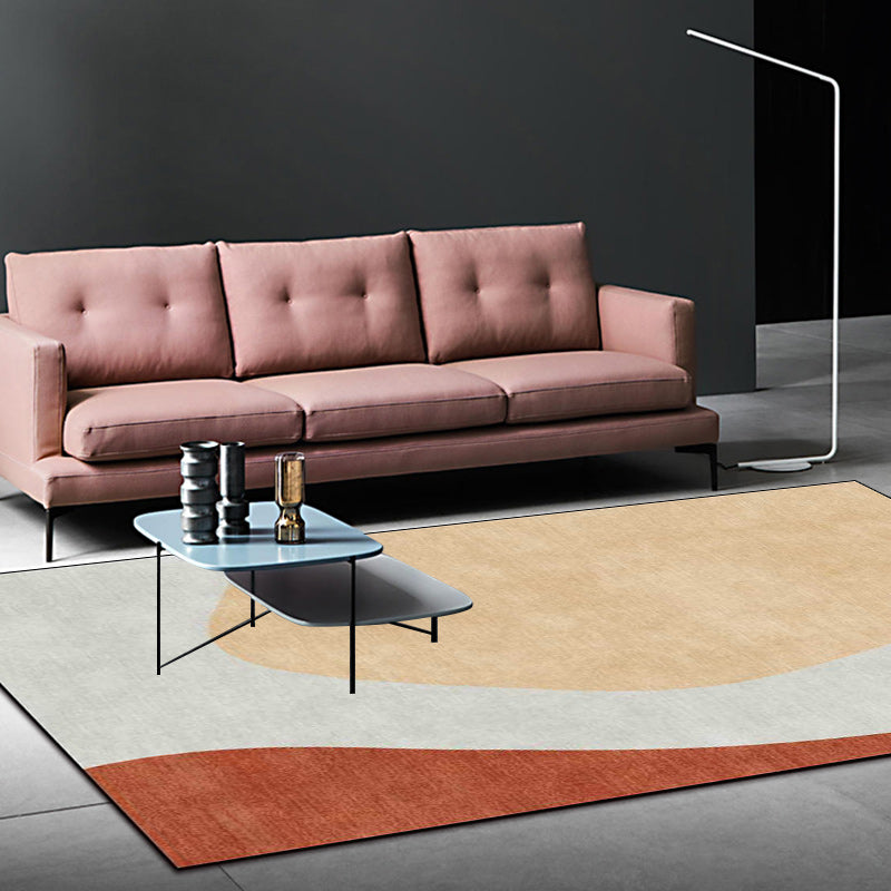 Lisslune | Novelty living room rug in gray and brown color block print rug polyester anti-slip backing rug