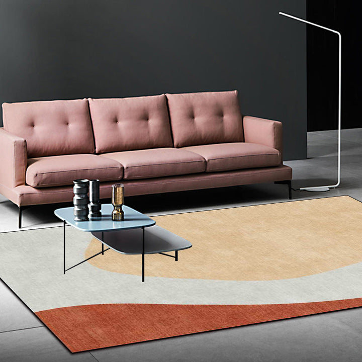 Lisslune | Novelty living room rug in gray and brown color block print rug polyester anti-slip backing rug