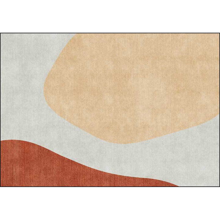 Lisslune | Novelty living room rug in gray and brown color block print rug polyester anti-slip backing rug
