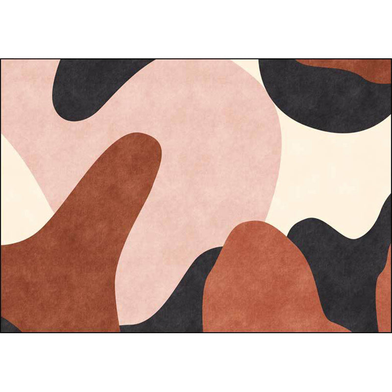 Lisslune | Novelty Living Room Carpet in Pink and Brown Color Block Print Carpet Polyester Pet Friendly Non-Slip Area Rug