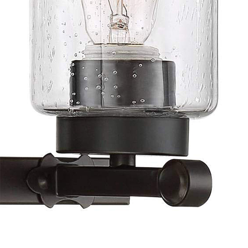 Lisslune | 3-Bulb Seed Glass Wall Light Industry Black Cylinder Dining Room Wall Lamp in Clear