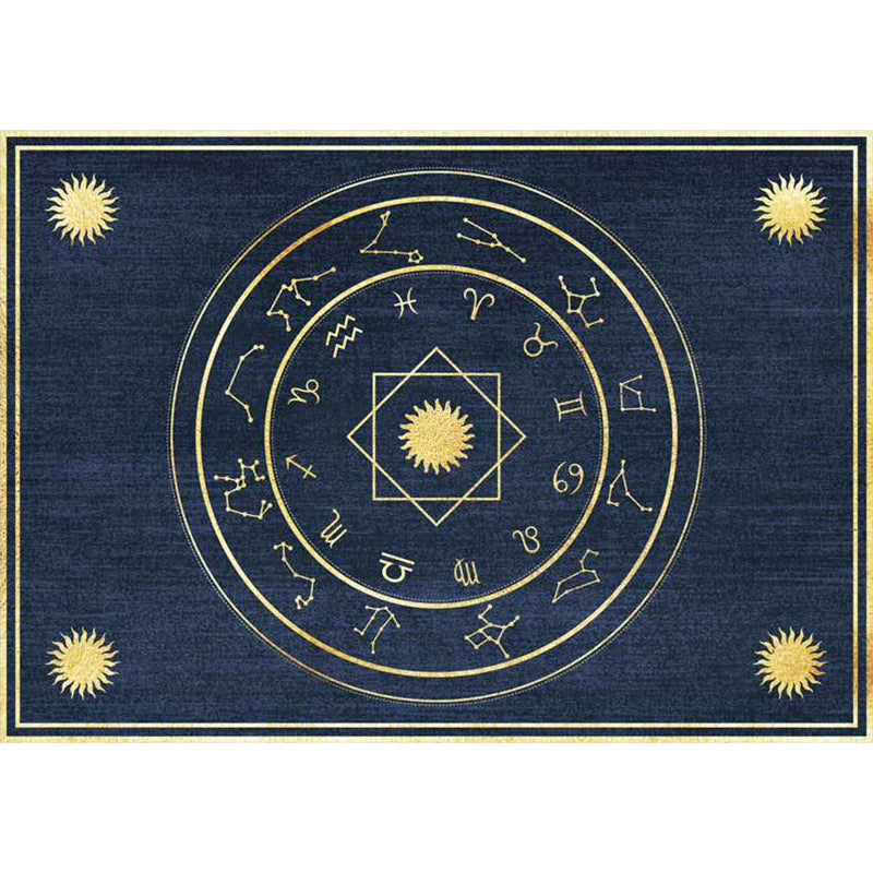 Lisslune | Minimalistic New Carpet in Blue Geometry Constellation Sun Pattern Carpet Polyester Non-Slip Flooring for Home Decoration