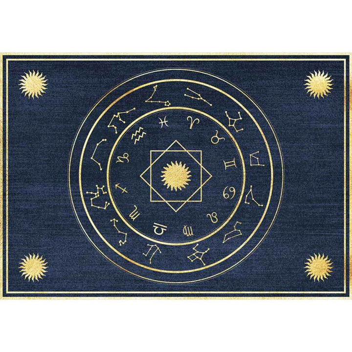 Lisslune | Minimalistic New Carpet in Blue Geometry Constellation Sun Pattern Carpet Polyester Non-Slip Flooring for Home Decoration