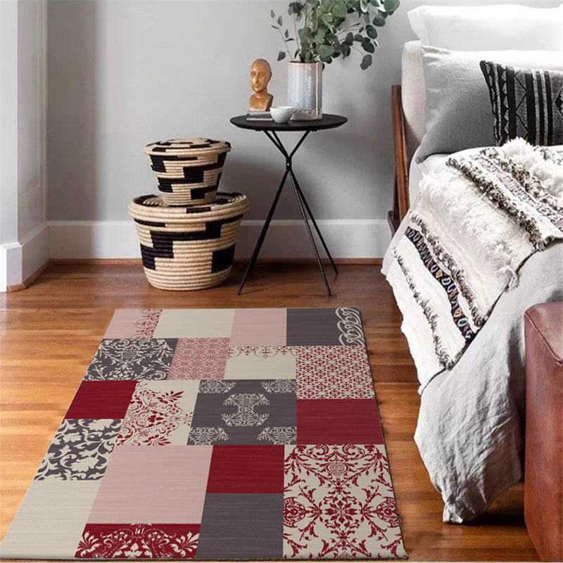 Lisslune | Shabby Chic Paisley Pattern Rug Pink and Red Polyester Rug Machine Washable Non-Slip Back Area Rug for Living Room