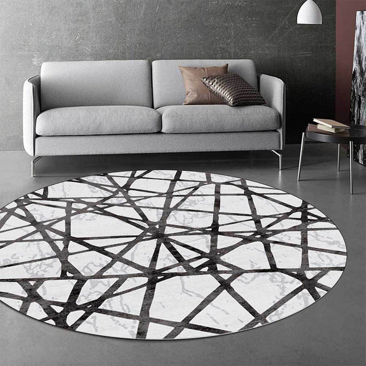 Lisslune | White Novelty Rug Polyester Abstract Rug Machine Washable Non-Slip Back Rug for the Living Room