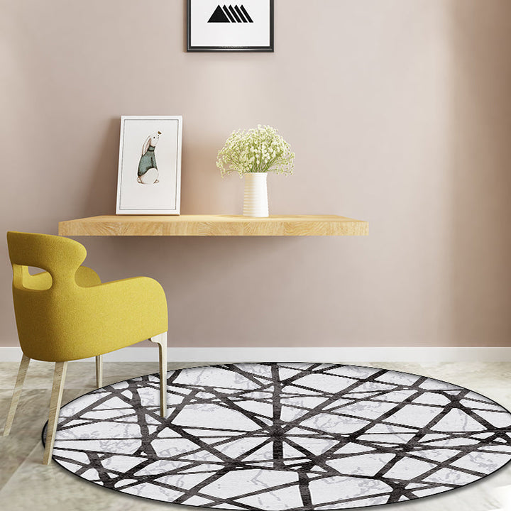 Lisslune | White Novelty Rug Polyester Abstract Rug Machine Washable Non-Slip Back Rug for the Living Room