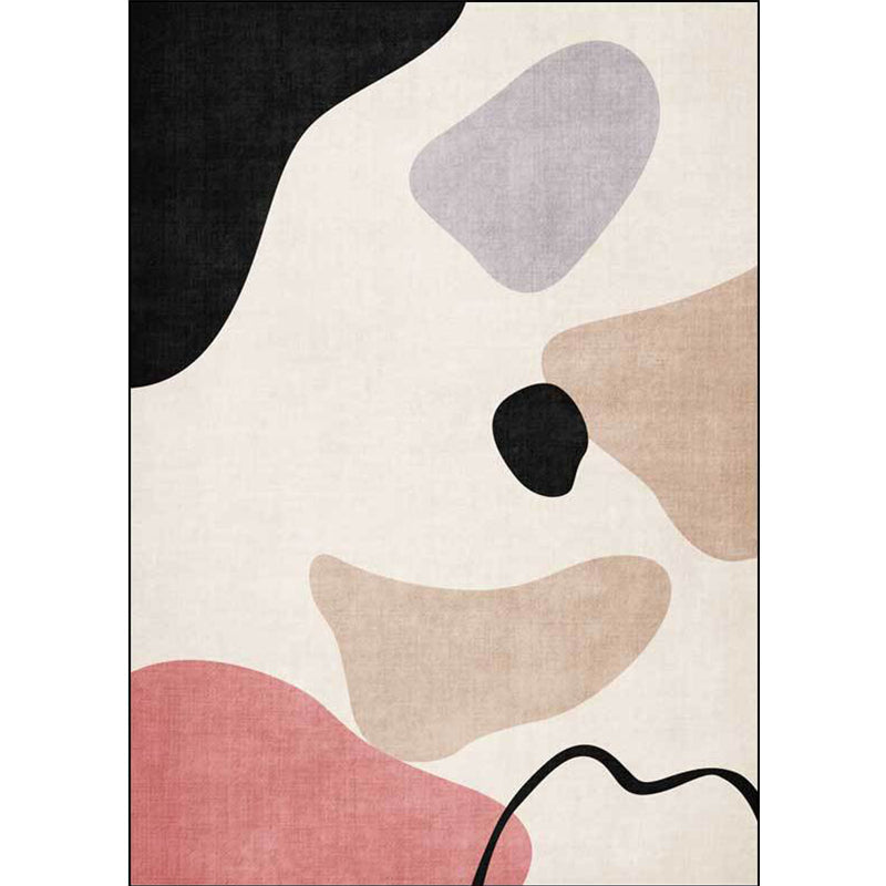 Lisslune | Unique abstract color block carpet Beige Multicolor simple rug Polyester machine washable non-slip rug for bedroom