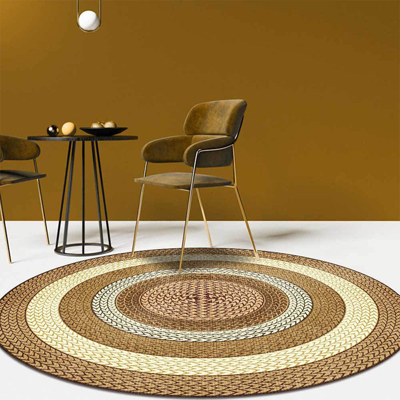 Lisslune | Rustic Concentric Circles Pattern Carpet Yellow and Green Polyester Carpet Machine Washable Non-Slip Carpet for Living Room