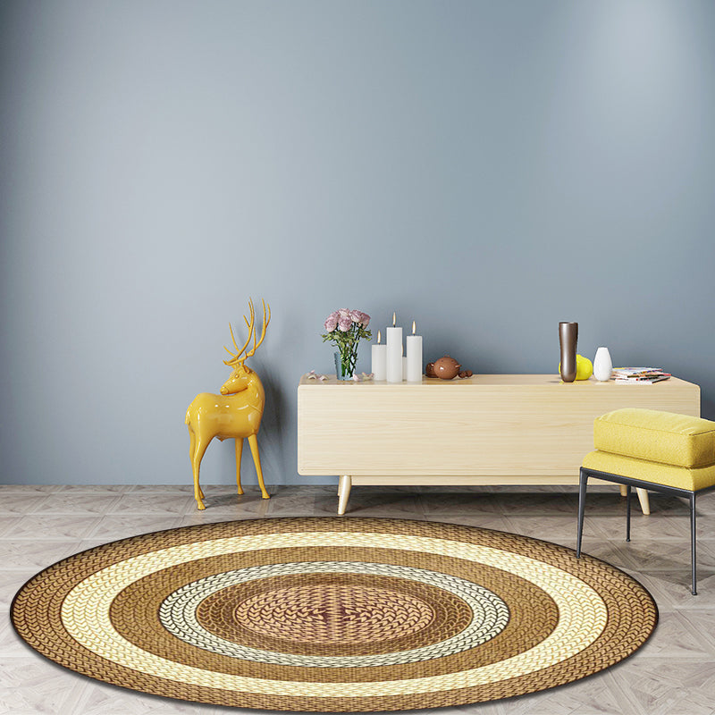 Lisslune | Rustic Concentric Circles Pattern Carpet Yellow and Green Polyester Carpet Machine Washable Non-Slip Carpet for Living Room