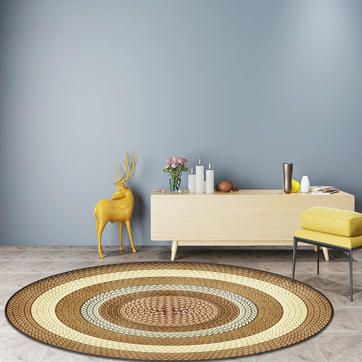 Lisslune | Rustic Concentric Circles Pattern Carpet Yellow and Green Polyester Carpet Machine Washable Non-Slip Carpet for Living Room