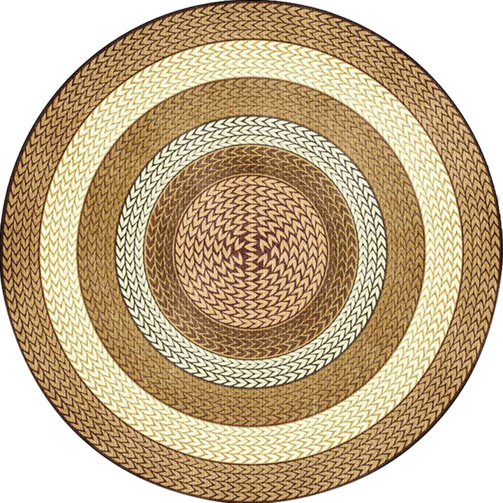 Lisslune | Rustic Concentric Circles Pattern Carpet Yellow and Green Polyester Carpet Machine Washable Non-Slip Carpet for Living Room