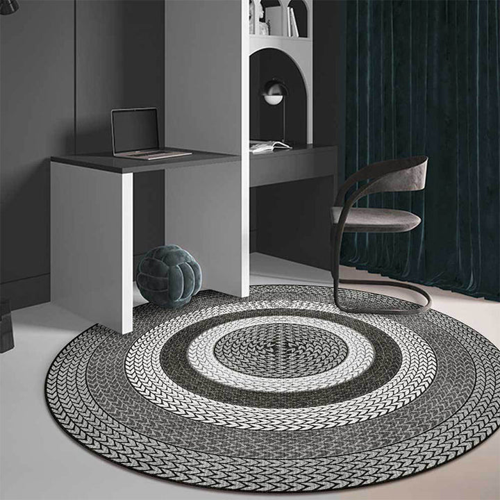 Lisslune | Rustic Concentric Circles Pattern Carpet Yellow and Green Polyester Carpet Machine Washable Non-Slip Carpet for Living Room