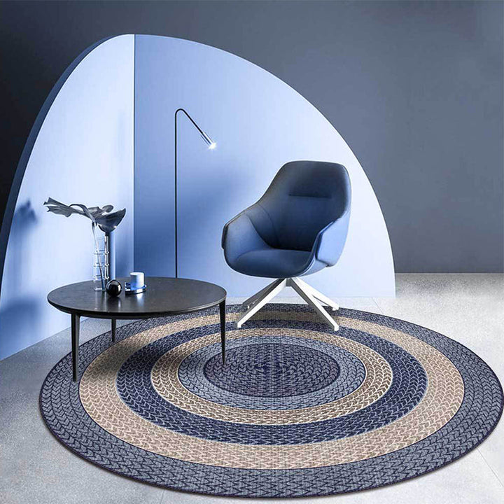 Lisslune | Rustic Concentric Circles Pattern Carpet Yellow and Green Polyester Carpet Machine Washable Non-Slip Carpet for Living Room