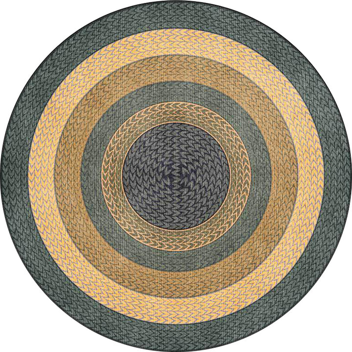 Lisslune | Rustic Concentric Circles Pattern Carpet Yellow and Green Polyester Carpet Machine Washable Non-Slip Carpet for Living Room
