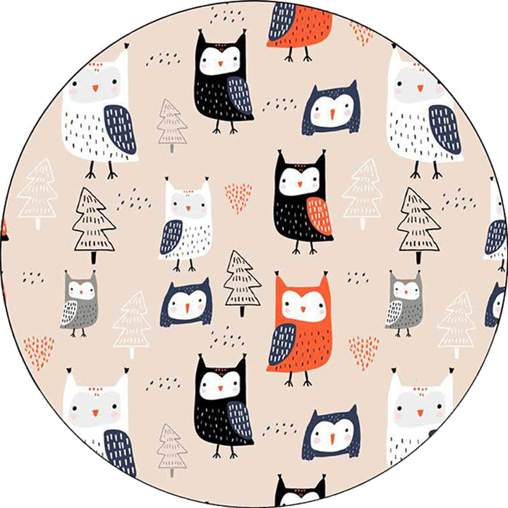 Lisslune | Stylish Children's Carpet in Pink Animals Owl Tree Pattern Carpet Polyester Machine Washable Rug for Nursery