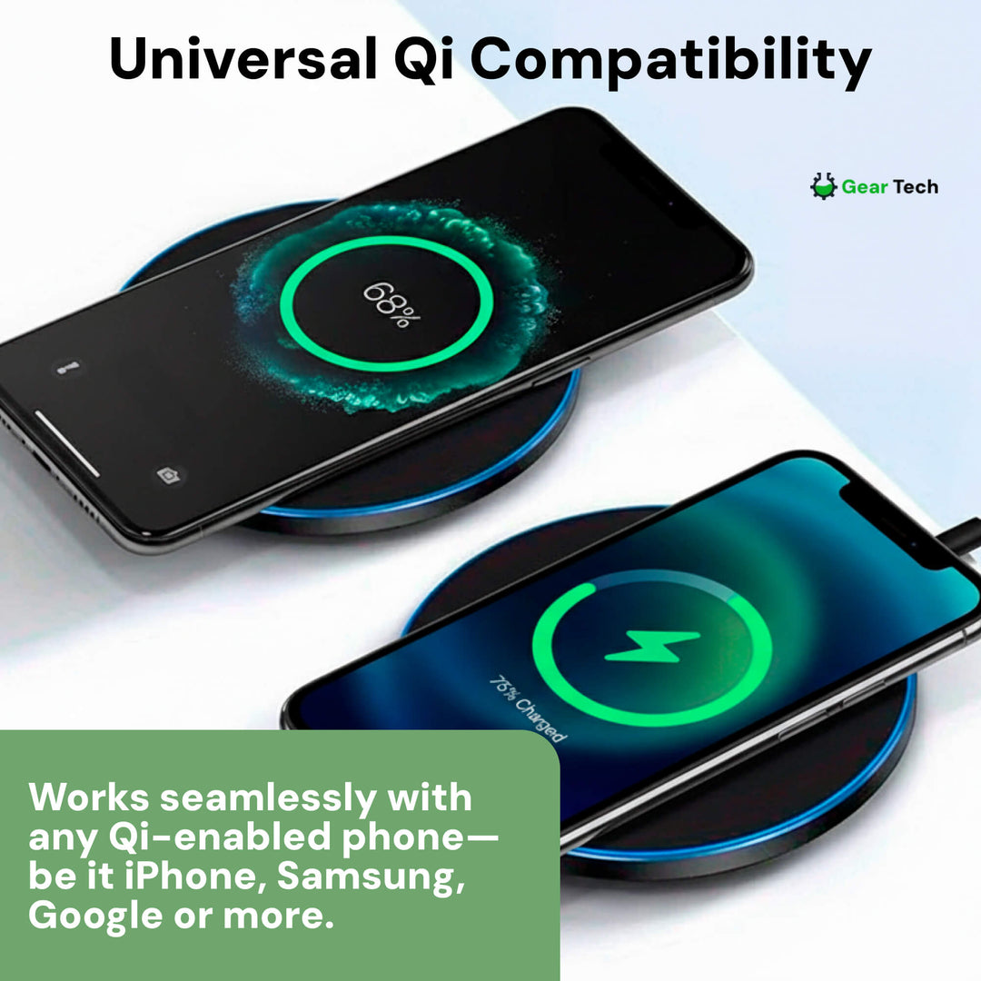 Lisslune | 15W Wireless Charging Pad for iPhone & Android – Fast Wireless Charger Base with Sleek Design for Home & Office | Apple & Samsung Compatible