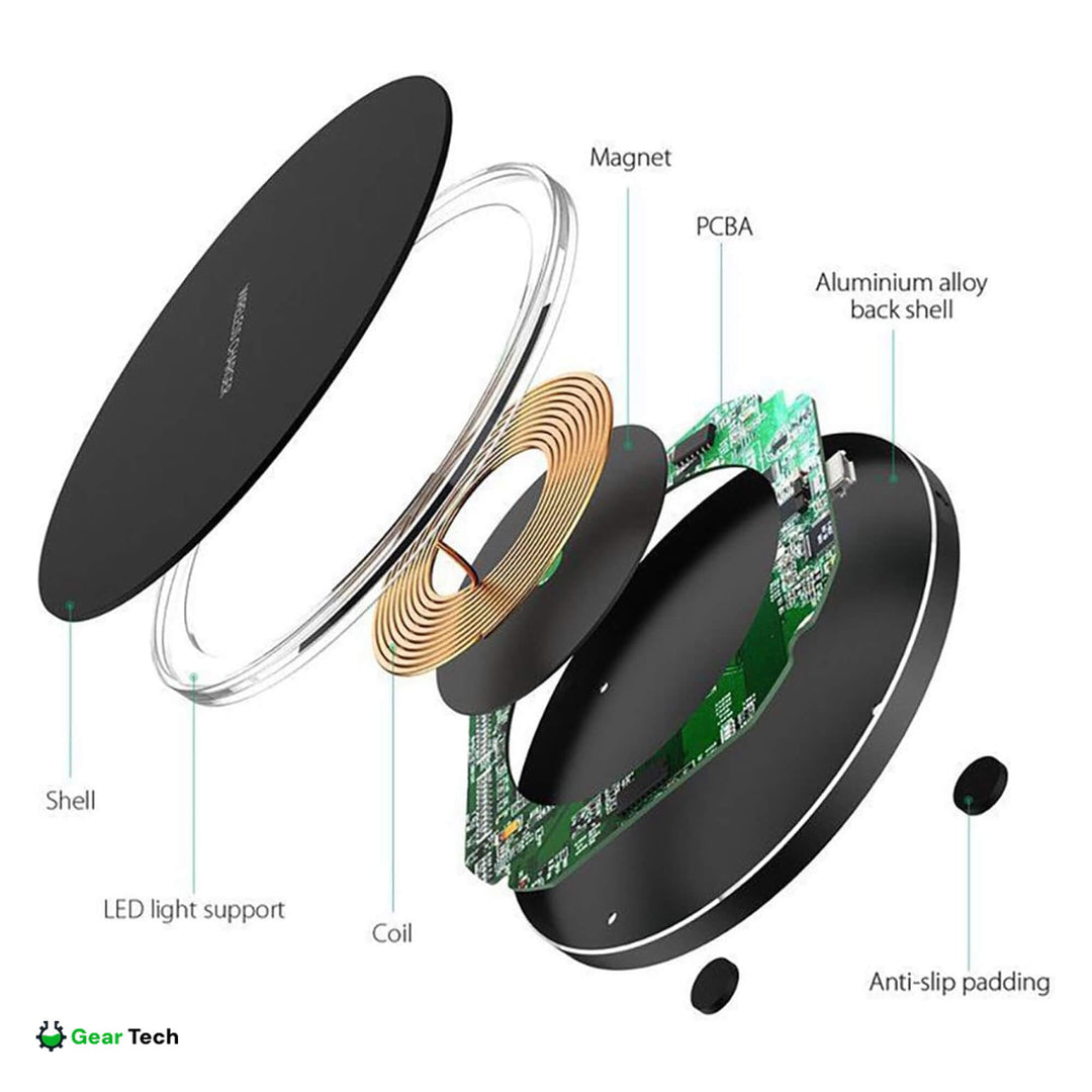 Lisslune | 15W Wireless Charging Pad for iPhone & Android – Fast Wireless Charger Base with Sleek Design for Home & Office | Apple & Samsung Compatible