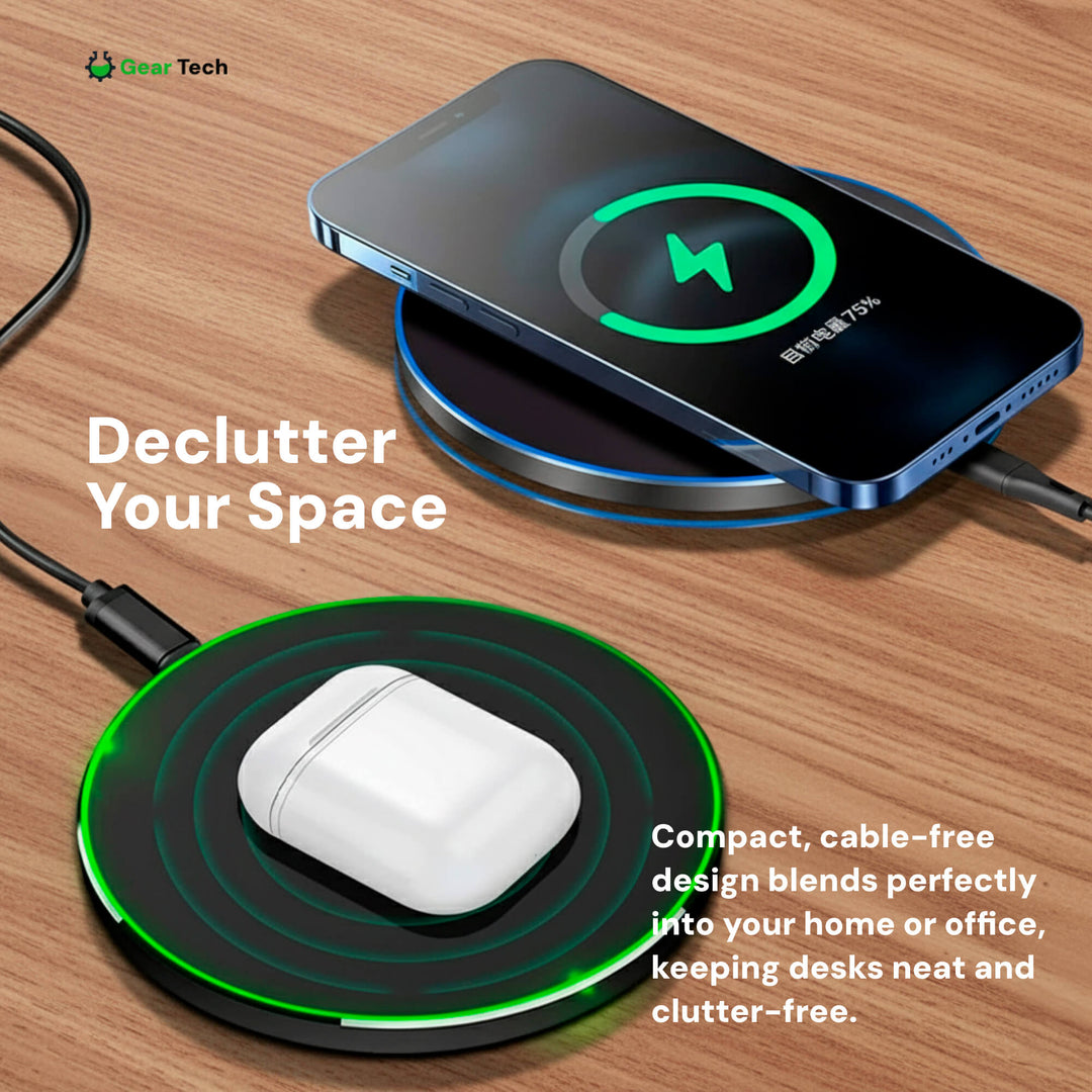 Lisslune | 15W Wireless Charging Pad for iPhone & Android – Fast Wireless Charger Base with Sleek Design for Home & Office | Apple & Samsung Compatible
