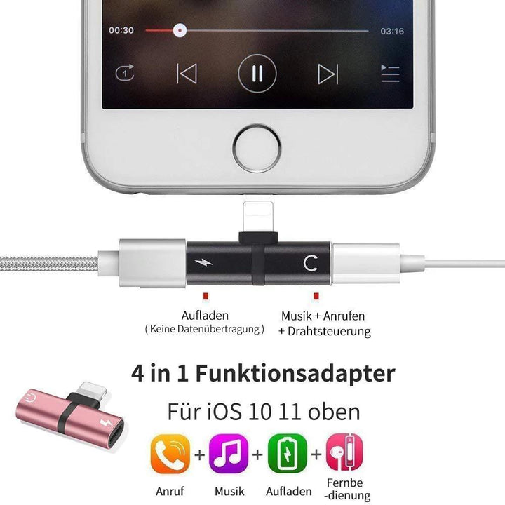 Lisslune | 4 in 1 headphone lightning adapter for iPhone