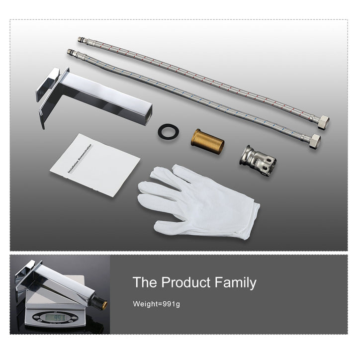 Lisslune | Waterfall taps bathroom Chrome Bath fittings High single-lever mixer Waterfall mixer tap sink