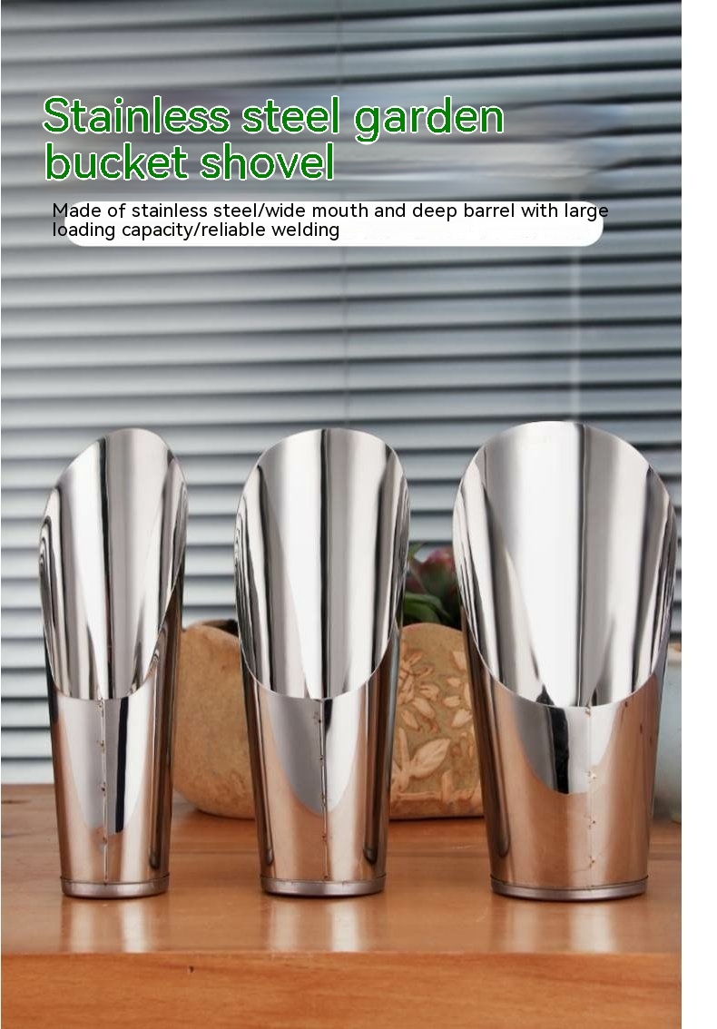 Lisslune | Stainless Steel Scoop for Potting Soil – Robust Planting Scoop for Garden and Balcony