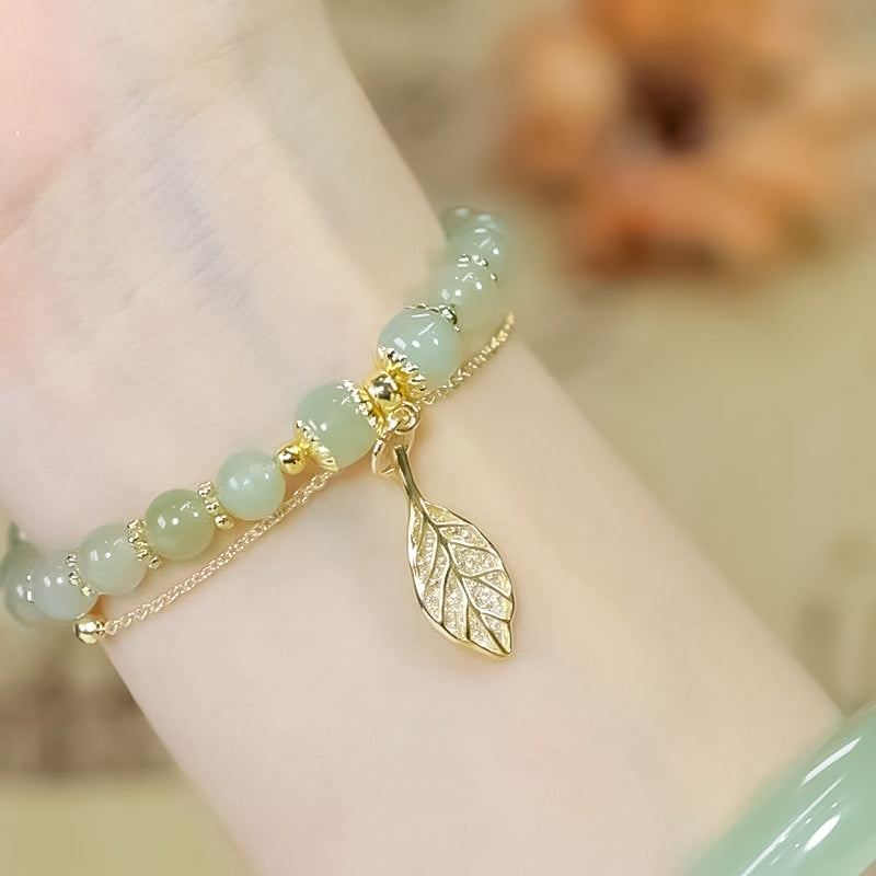 Lisslune | Hetian Jade Bracelet with Leaf