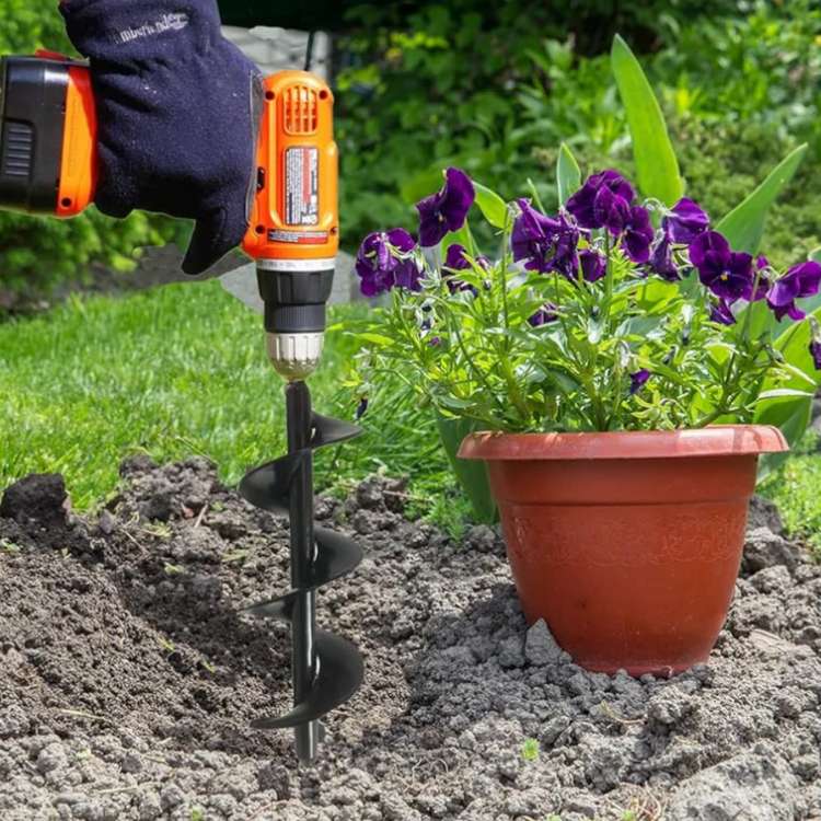 Lisslune | SoilBuster Garden Auger Drill Bit - 3-Inch Heavy-Duty Spiral Tool for Planting Bulbs, Flowers, and Vegetables