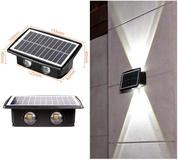 Lisslune | Solar LED outdoor wall light with up & down effect – Modern wall lighting for garden and terrace