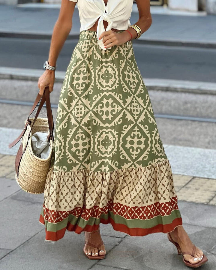 Lisslune | Boho Lange Rock mit Print