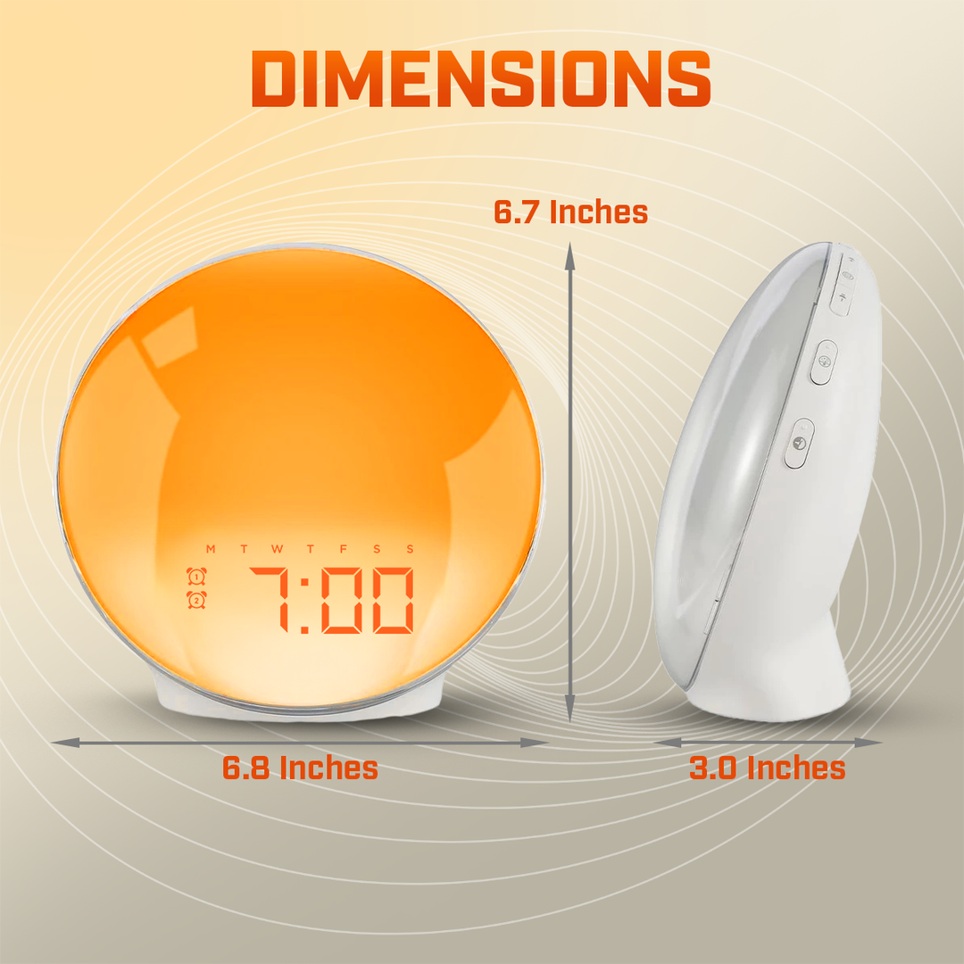 Lisslune | Wake-Up Sun Lamp Alarm Clock | Gradual Sunrise Glow & Customizable Sounds for Gentle Mornings
