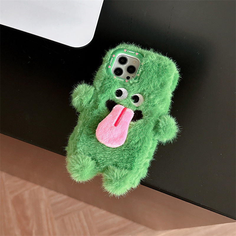 Lisslune | Funny Tongue Sticking Out Plush Phone Case For iPhone