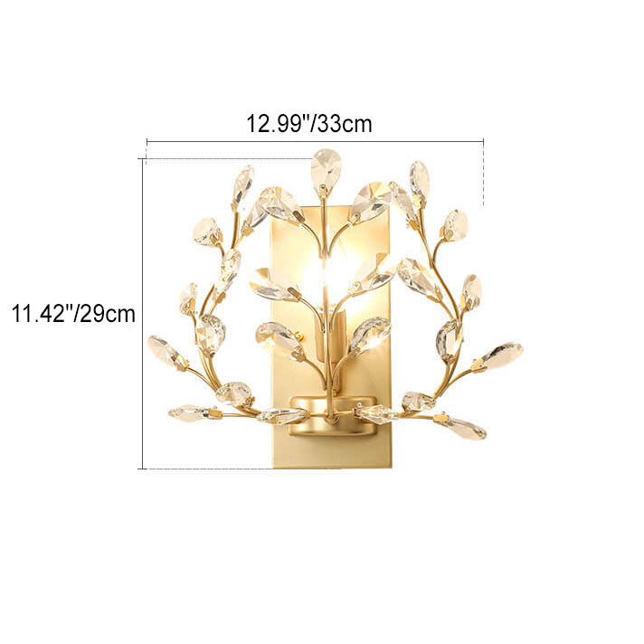 Lisslune | Luminis Wall Light | Luxury Crystal Design | Leaf Motif | 1-Bulb & Modern