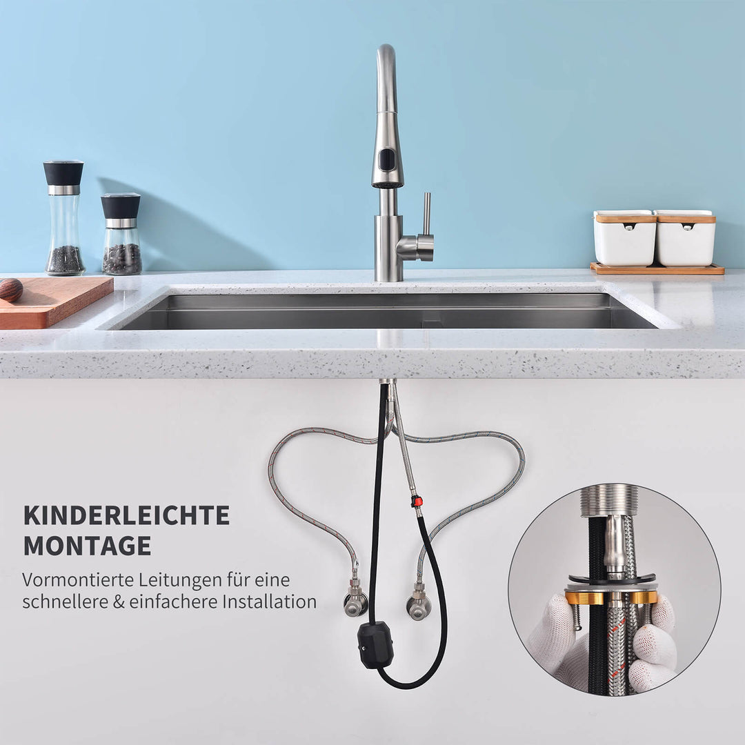 Lisslune | Kitchen faucet with 2 spray types, 360° swivel kitchen tap