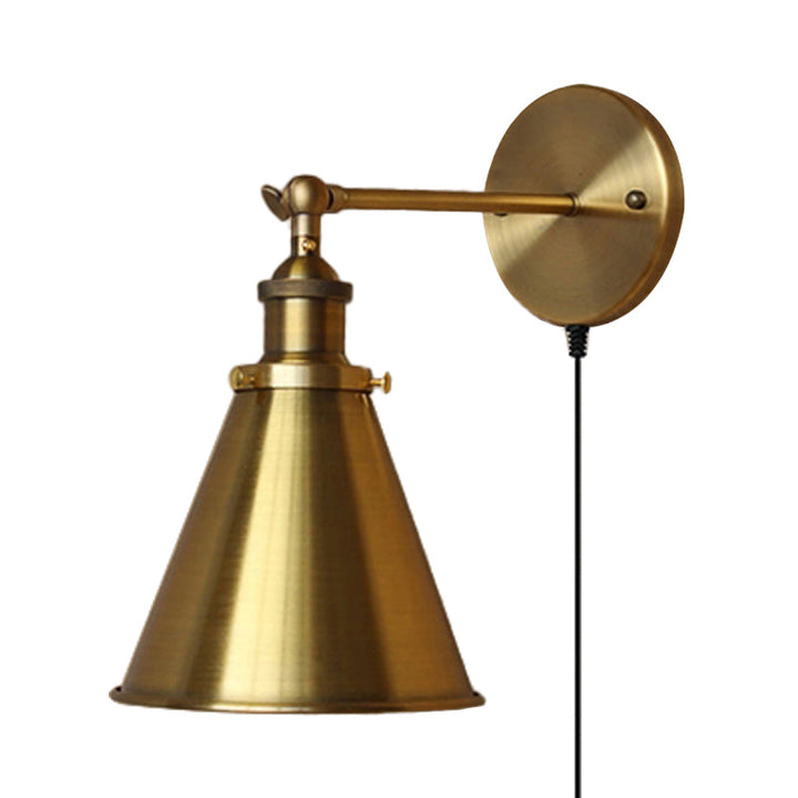 Skørter | 1 Light Bulb Curved Wall Lamp Retro Style Brass Metal Wall Light with Plug Cable for Living Room
