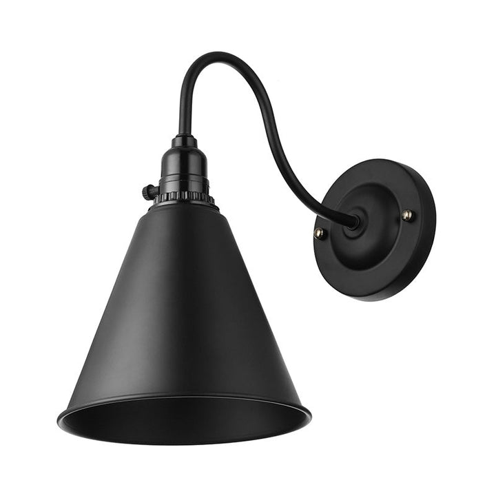Lisslune | 1 head gooseneck wall light with conical shade industrial black metal wall lamp for the dining room